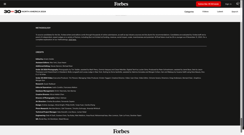 Forbes 30 Under 30 2024 screenshot 4
