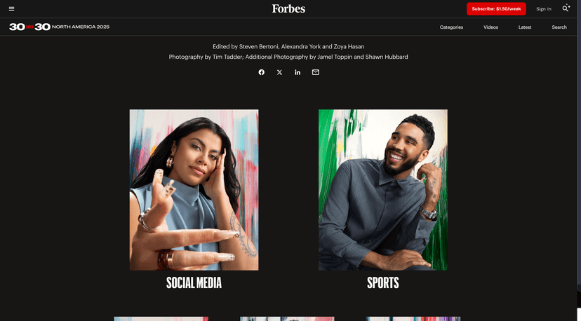Forbes 30 under 30 2025 screenshot 2