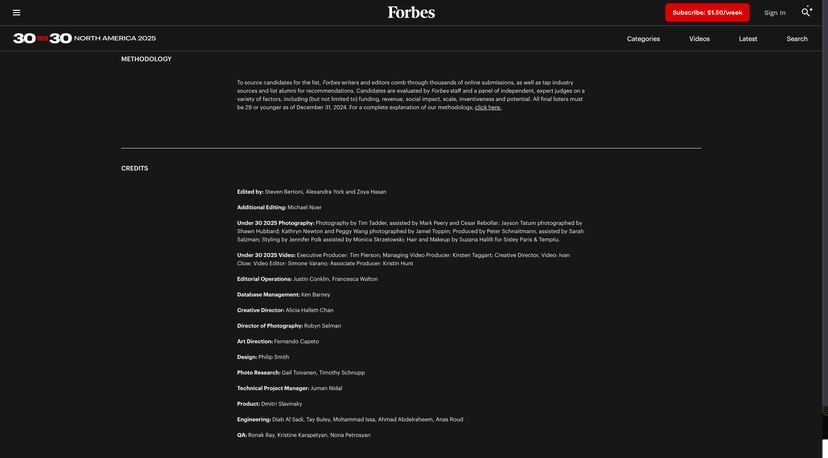 Forbes 30 under 30 2025 screenshot 4
