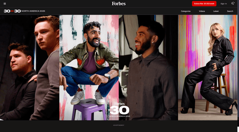 Forbes 30 under 30 2025 screenshot 1