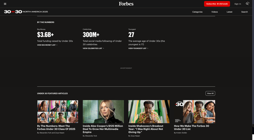 Forbes 30 under 30 2025 screenshot 3